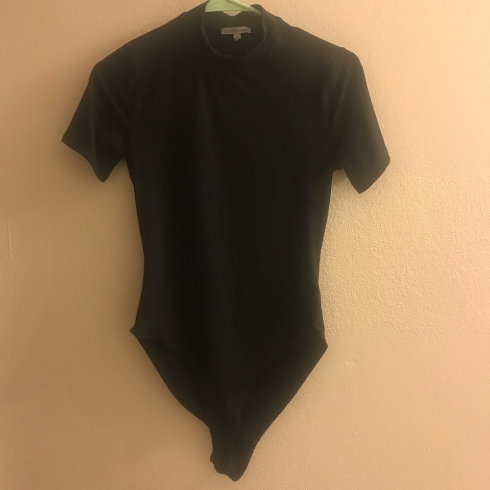 High neck short sleeve bodysuit